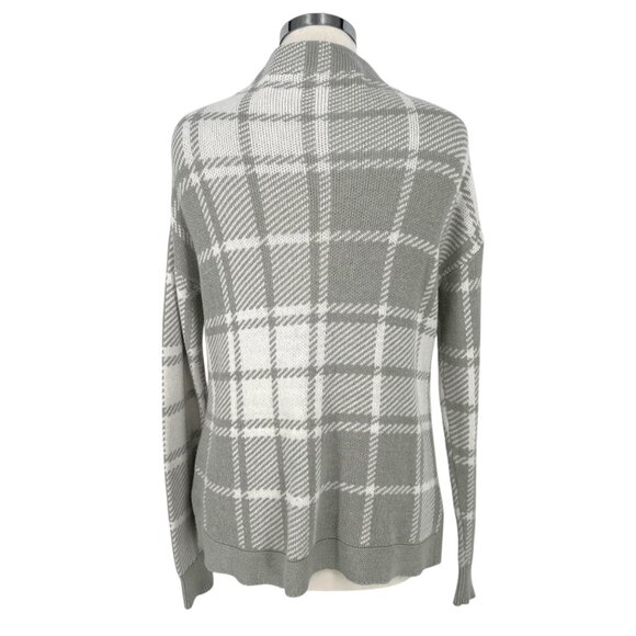 Soft Surrounding Plaid Mock Neck Sweater Gray White Size XS - Picture 6 of 9